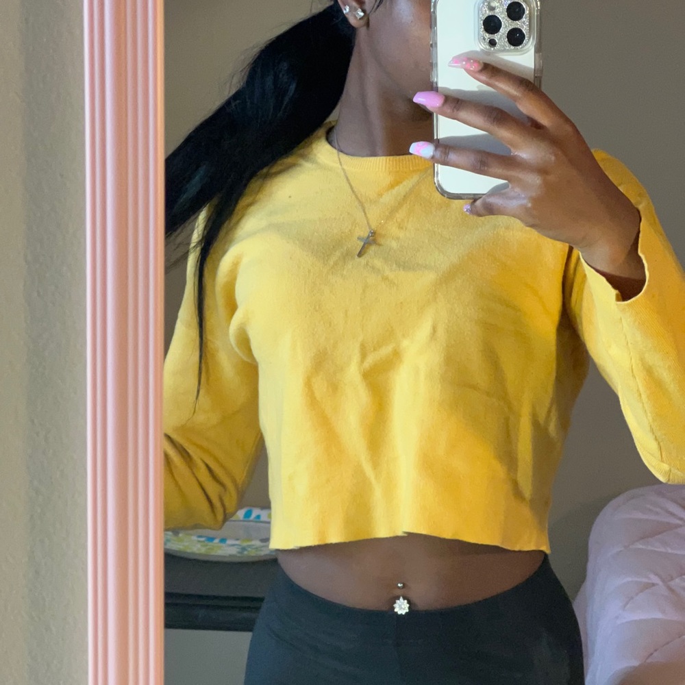Yellow Cropped Sweater